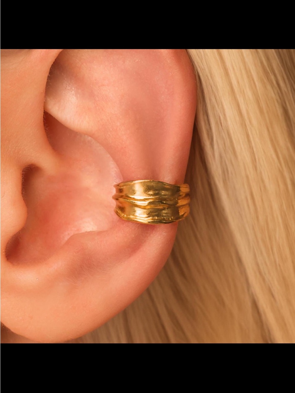 18k Gold vermeil Textured Ear Cuff - Women Jewelry
